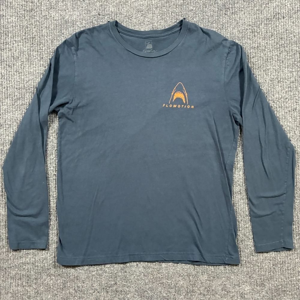 Flomotion Mens Long Sleeve Graphic T Shirt Size Large Shark Print Surf Skate